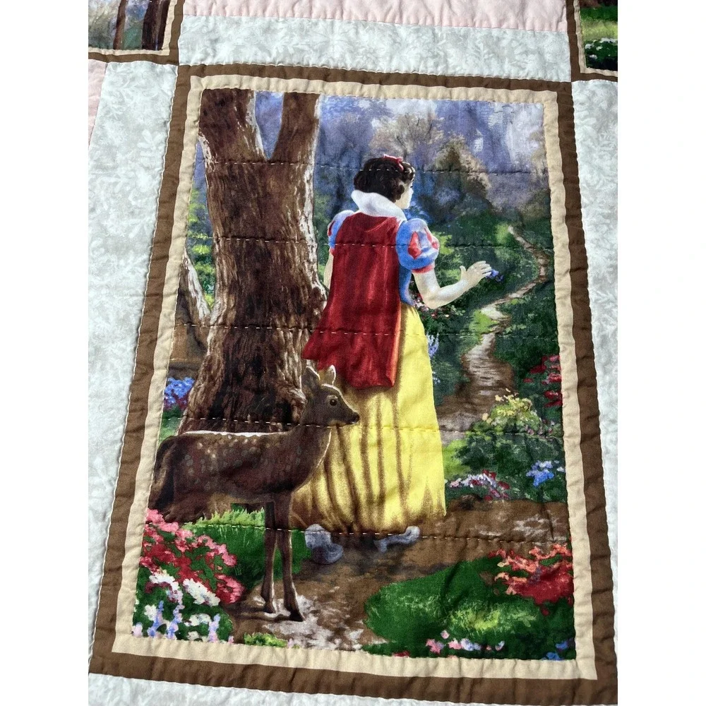Baby Quilt Snow White, Hand Quilted size 38 1/2